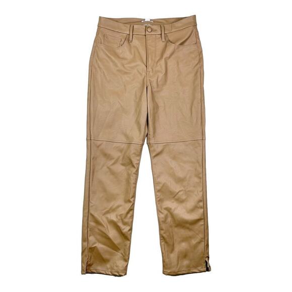 Good American Better Than Leather Good Boy Brown Faux Straight Leg Pants Size 12 - Picture 1 of 12